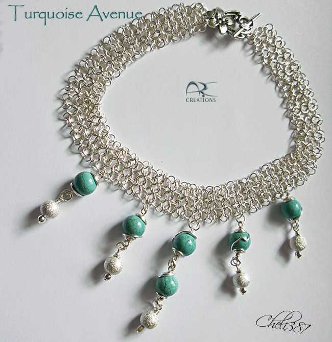 Turquoise silver avenue necklace set